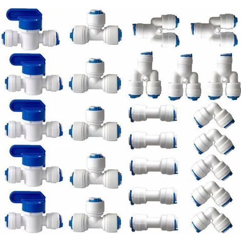 Raccord rapide droit 1/4' (6MM) Pushfit – Kit de 25 pièces pour osmoseur – Compatible avec tubes en cuivre, CPVC, PEX, PVC – Installation sans outils (1/5)