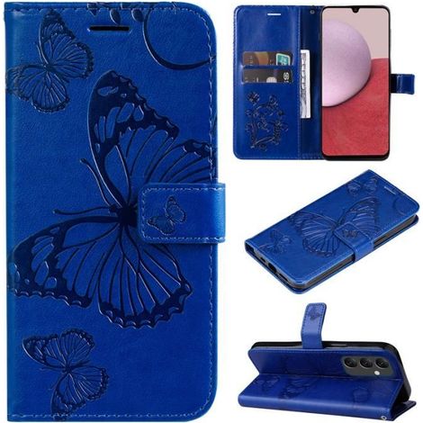Pour Samsung Galaxy A14 5G Housse Etui en PU Cuir Housse Téléphone de Pochette Papillon Bleu - YSEOSKL (1/4)