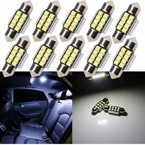 31MM Ampoule C5W LED Ampoule Navette LED avec 2835 8SMD 6500k pour Plafonnier de Voiture DC12V 10pcs (1/4)