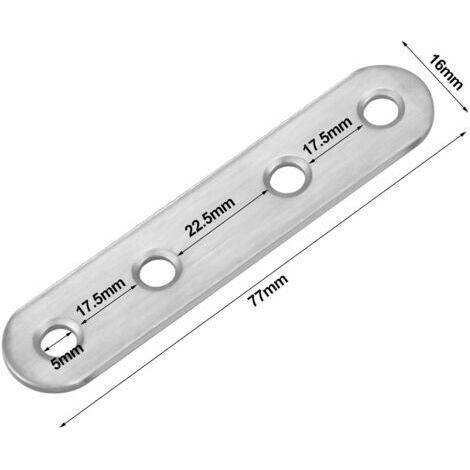 NALOOKAMIC 20 Pcs Fixation Droits Plats Plaques Équerre de Fixation Droit Plats en Acier Inoxydable Supports d’Angle Plats Rejoignant Assiette Connecteur avec Vis, Argent