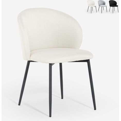 Sedia moderna per sala da pranzo e cucina in tessuto di design Kadim - Bianco