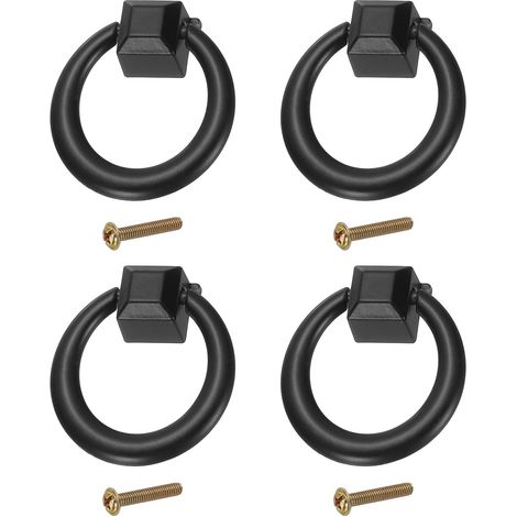 Ensemble de 4 poignées de tiroir - Boutons de 3,6 cm (1,42 po) en alliage de zinc avec vis - Conviennent aux tiroirs de meubles, commodes et portes d'armoires - Noir (1/4)