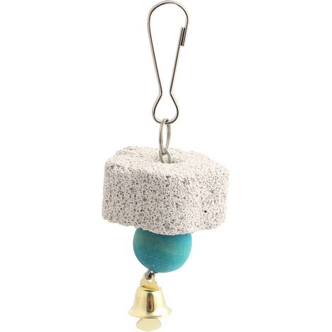 Bloc de pierre à calcium et de lave pour aiguiser les becs de perroquets et de chinchillas, avec une clochette, convient aux petits aras.-AquaForge