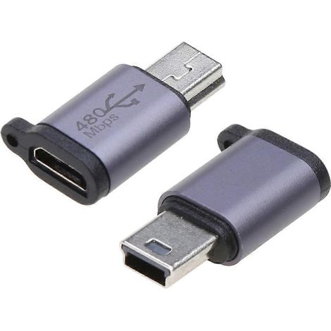 Adaptateur USB-C vers micro USB - Convertisseur USB Type-C femelle vers micro USB mâle - Micro vers mini USB (1/5)
