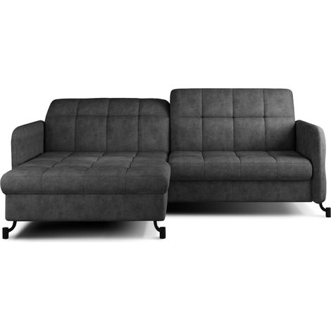 Canapé d'angle convertible tissu avec coffre de rangement LORI-Gris anthracite-angle gauche (1/5)