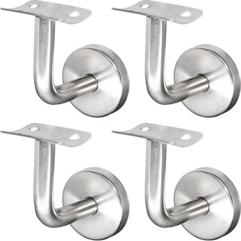Support Main Courante Inox 304 pour Rampe Escalier Support Mural Rampe Bois Argent (4 Pièces) (1/5)