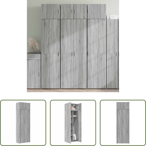 vidaXL Stauraum - Hochschrank Grau Sonoma 70x42,5x225 cm Holzwerkstoff (1/5)