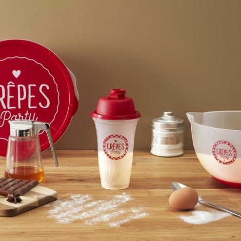 Shaker Pâte à Crêpes - LILY COOK - Rouge et Transparent (1/5)