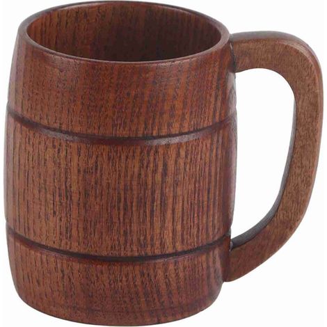 Machine à café à grain, tasse à Bière en Bois, Naturelle Rétro Grande Capacité Thé Eau Classique Tasse À Boire en Bois