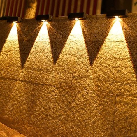 (0-5W-Noir-Blanc chaud) Appliques solaires murales carrées d'extérieur, sans fil, étanches IP65, compatibles avec les jardins. (1/5)