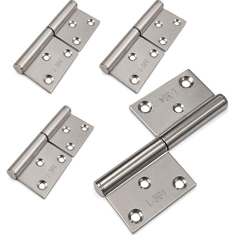 4x stainless steel hinge, ideal for indoor and outdoor use, stable hinges for metal and wood doors (100 x 70 x 10 mm) (1/5)