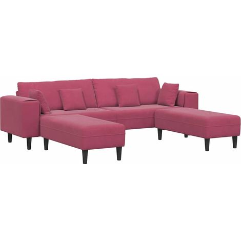 Velvet Sofa with Cushion 3 pcs Wine Red 208 cm Velvet vidaXL (1/5)