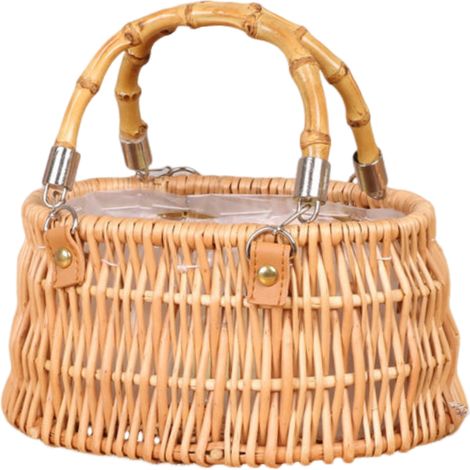 Miniatur-Prinzessinnenkorb aus Spitze, Weide, Rattan, geflochtenem Gras, grünem Blumentopf, Fotokorb für Kinder, Geschenkidee, handgefertigter Blumenkorb