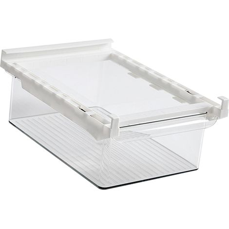 Organisateur de tiroir de réfrigérateur PET transparent, bac de rangement coulissant pour œufs, fruits, légumes et boissons (1/5)