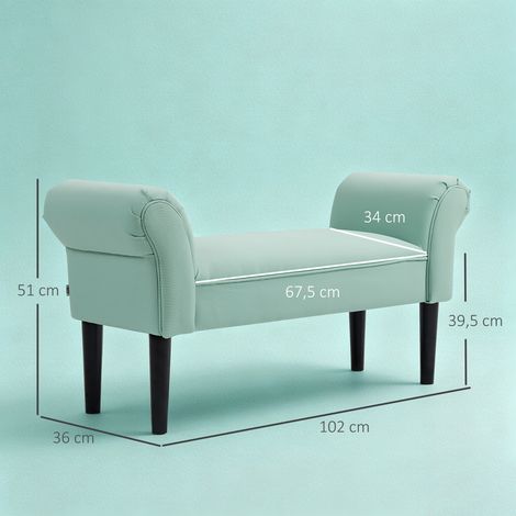 Banc Entrée Bout de Lit Rembourré pour Chambre à Coucher, Tissu à Voile, vert, 102 x 36 x 51 cm (1/5)