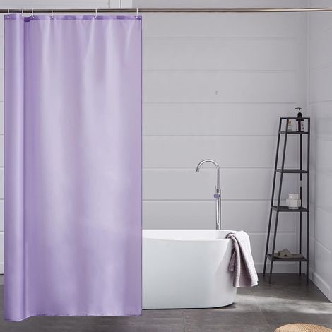 c Rideau de Douche Petit Anti-moisissure Tissu Imperméable Store de Douche en Polyester Textile Lavable en Machine pour Baignoire ou la Salle de Bain avec 6 Crochets Long Violet 100x200cm (1/5)
