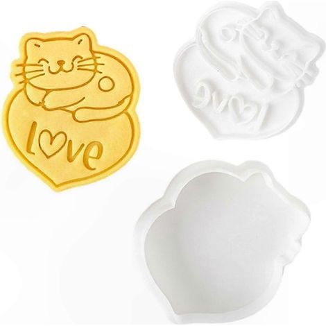 Katzenförmige Ausstechformen zum Backen, Ausstechformen aus Kunststoff für den Valentinstag, Ausstechformen-Set für die Küche, Tortenmodellierwerkzeug (1/5)