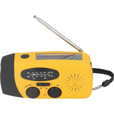 Handkurbel-Solarradio, multifunktionales Notfallradio mit LED-Beleuchtung und Taschenlampe für Camping, orange, japanisch (1/5)