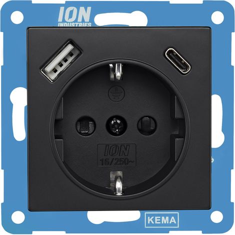 ION Industries Prise murale Noir H3.2xl7.1xL7.1cm