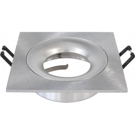Collerette support d'encastrement GU10 / MR16 - CURVE - Carré - Aluminium brossé