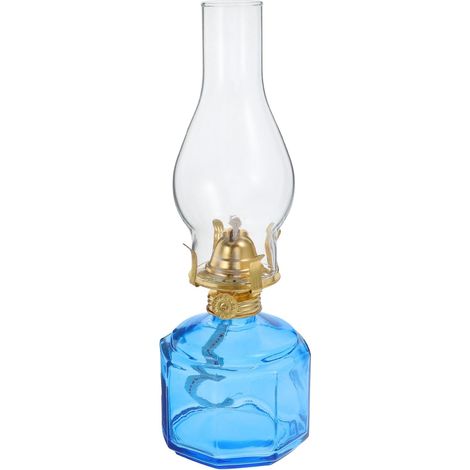 Lampe à Huile Bleue Décorative Vintage Lampe à Huile pour Intérieur pour Salon de Thé (1/5)