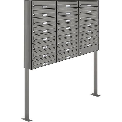 23er Premium Standbriefkasten Aluminiumgrau RAL 9007 freistehend Postkasten Ständer (1/5)