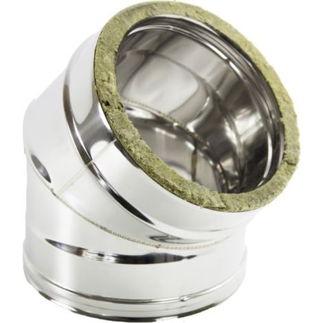 Coude isolé é 45é, acier inoxydable 200-250 mm