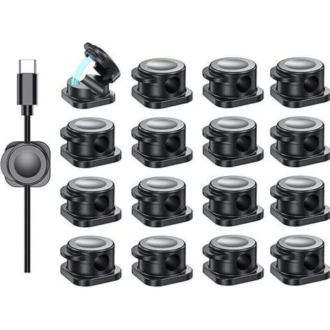 Clips de Gestion de Câbles Magnétiques 8 Pièces Clips Câble Organisateur, organisateur cable Magnétique pour HDMI, USB, Câbles Audio - Noir (1/4)