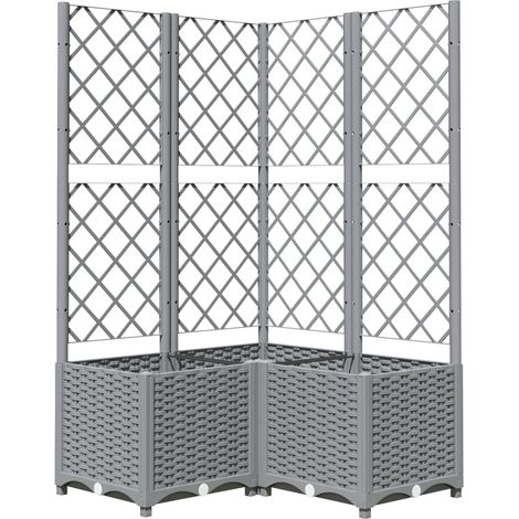 Maison Exclusive - Pflanzkübel mit Rankgitter Hellgrau 80x80x136