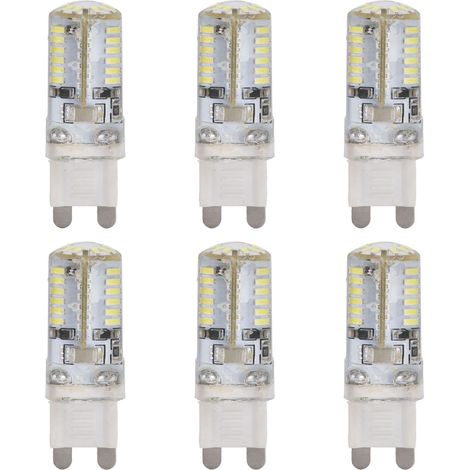 de 6 ampoules LED G9 58 LED 6W pour plafonnier ou applique (1/5)