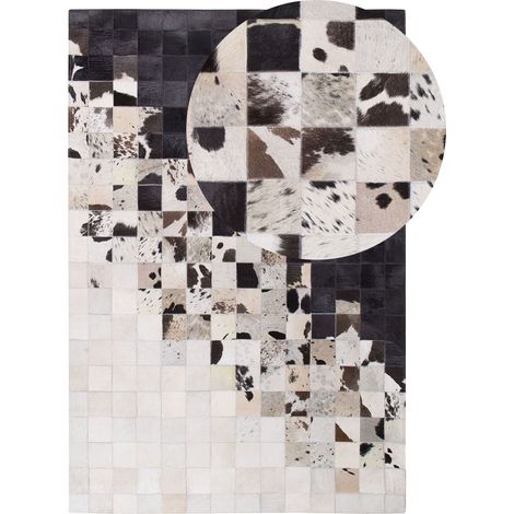 Teppich KEMAH Schwarz 140 x 200 cm Echtleder (1/5)