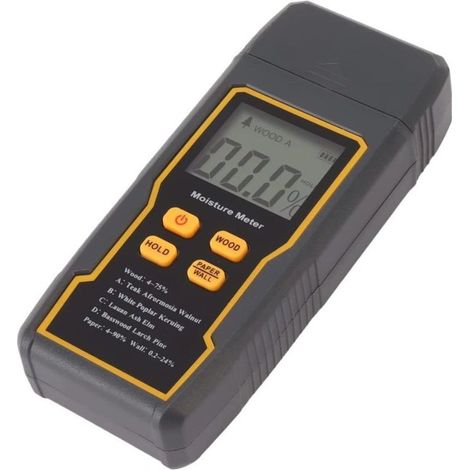 Humidimètre pour Bois (écran LCD) - Humidimètre numérique, pour bâtiments en béton de Bois - Capteur d'humidité Mural Testeur d'humidité numérique (1/5)