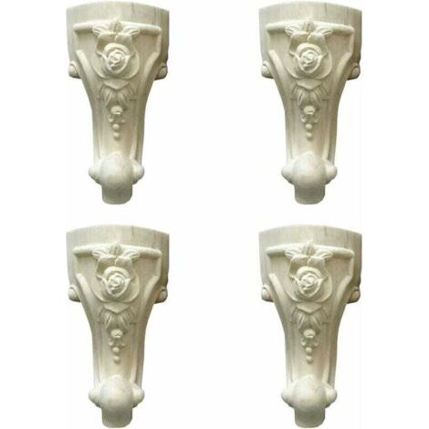Pair Stück geschnitzte Möbelbeine aus Holz, 15 cm (6 Zoll) lange Massivholz-Möbelbeine, Tischbeine, Sofafüße, Eckapplikationen im europäischen Stil