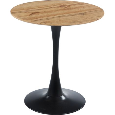 Säulentisch Holz Wildeiche-Optik Gerade Kante 80 cm Metall-Tulpenfuß STOCKHOLM (1/5)