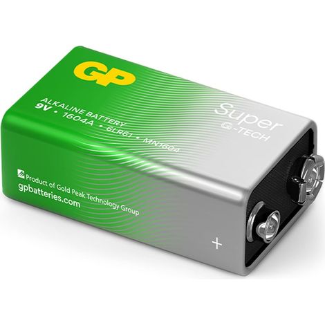Batterie Super alcaline 9 V 6LR61 9 V, avec Haute densité d'énergie, Nouvelle Technologie G-Tech Longlife, 1 pièce (1/5)