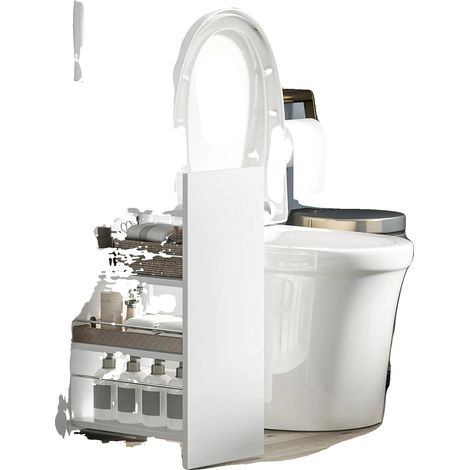 Organisateur de Salle de Bain, Design Mobile, Rangement à 3 Compartiments, Blanc (1/2)