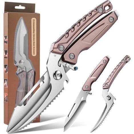 Heavy Duty Stainless Steel Removable Multifunctional Kitchen Scissors Kitchen Scissors for Chicken, Poultry, Fish, Meat (Pink) (1/5)