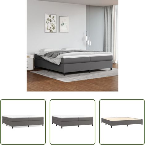 Kunstlederbett - Boxspringbettgestell Grau 200x200 cm Kunstleder (1/5)