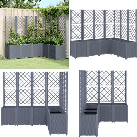 Pflanzkübel mit Rankgitter Grau 160x120x140 cm PP - Blumentopf - Rankgitter - Gartendekoration - Balkonmöbel - Terrassenmöbel - Home & Living (1/5)