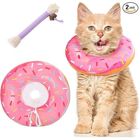 Collerette Chat Coton Respirant Jouet Chatt Colerette Chat Anti Lechage Collier Récupération Souple Anti-Grattage Anti-Léchage Chiens Chats (1/2)