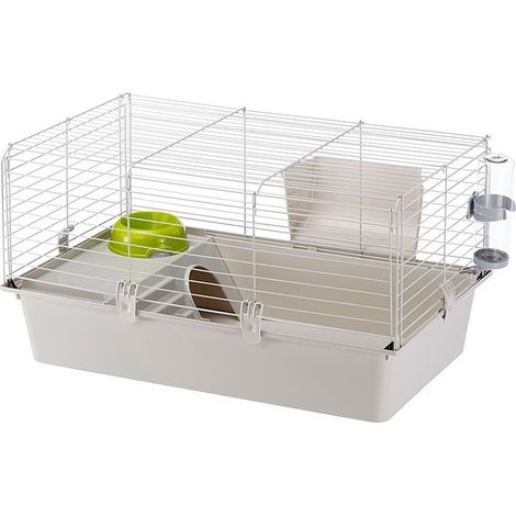 Cage pour cochons d'inde 77 x 48 x h 42 cm – Structure en grillage métal vernis – Bac amovible et accessoires inclus – Facile à assembler – Ferplast (1/6)