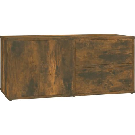 Mobile TV multimediale scaffale per televisione televisione buffet sala da pranzo soggiorno camera da letto rovere affumicato 80 x 34 x 36 cm derivati del legno marrone 020027385