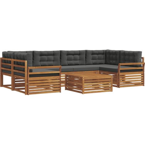 Set di divani da esterno 7 pz Naturale e Antracite vidaXL (1/5)