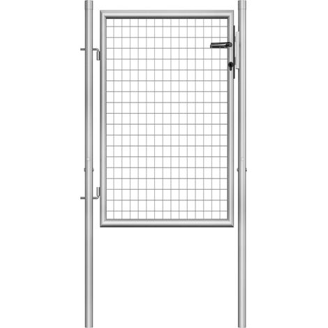 Porte de jardin Portail de jardin Portail de clôture Acier galvanisé 105x150 cm Argenté 17032 (1/5)