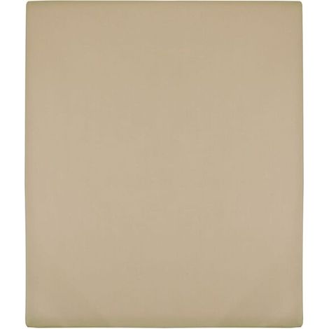 Drap-housse tricoté en coton brun grisâtre, 90 x 200 cm (1/5)