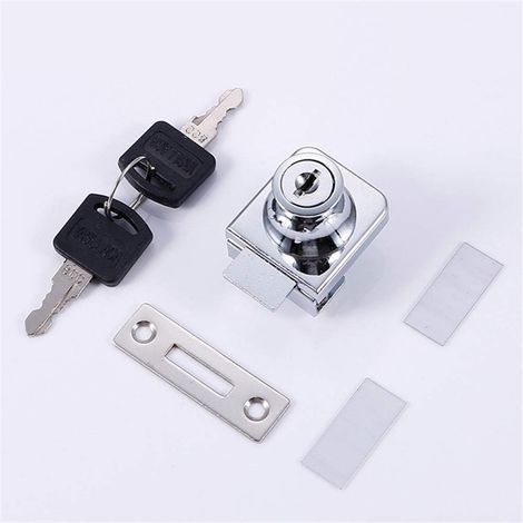 Glass Door Lock,Chrome Steel Lock,Glass Screen Lock,Lock for Glass Doors Showcase Lock with,for 5-8mm Glass Door Drill Bit with 2 Keys (1/4)