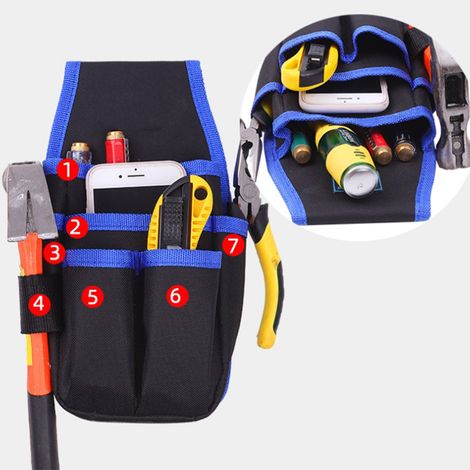 Multifunktionale Werkzeugtasche für Elektriker, blaues Werkzeugset aus Oxford-Canvas für professionelle Reparaturen, robuste Werkzeuggürteltasche (1/5)