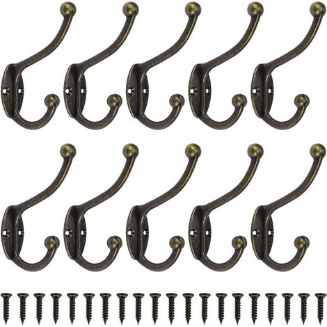 Gancho retro Tigrezy para colgar en la pared, de metal, para puerta de baño, cocina, dormitorio, entrada, 10 piezas, bronce (1/5)