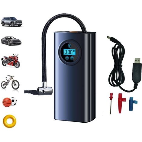Compresseur d'air portable 150 PSI - Pompe à air pour pneus de voiture avec manomètre - Pompe intelligente en un clic pour voiture, moto, vélo, etc. (1/5)