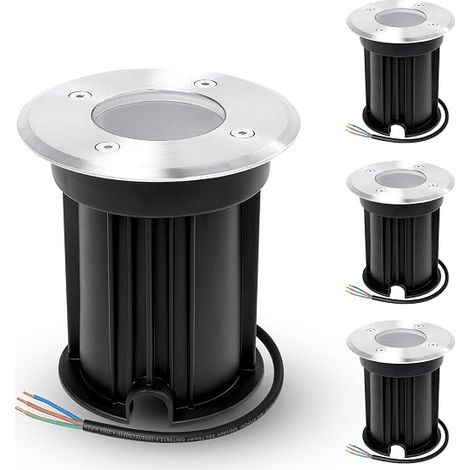 GU10 Recessed LED Spotlights Outdoor for Patio, Garden, Sidewalk, Patio, Pathway, Lawn, Round, Black (1/5)